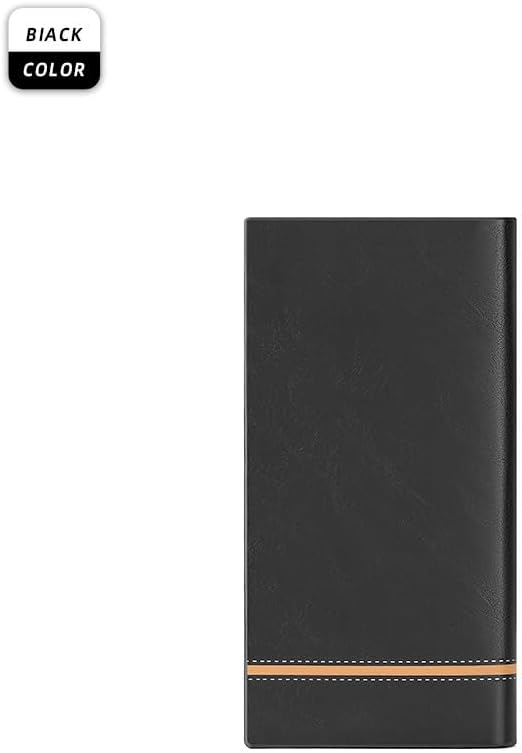 Long Genuine Leather Wallet for Men Large Capacity Cowhide with Zipper Closure Multiple Card Slots Gifts for Men (Black)