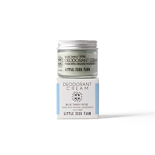 Little Seed Farm All Natural Deodorant Cream, Aluminum Free Deodorant for Women or Men - Blue Tansy Rose, Net Wt. 2.4oz | 68g