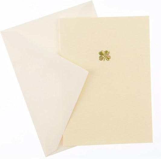 Graphique Shamrock La Petite Presse Boxed Notecards, 10 Embellished Gold Foil Blank Cards with Matching Envelopes and Storage Box, 3.25" x 4.75"