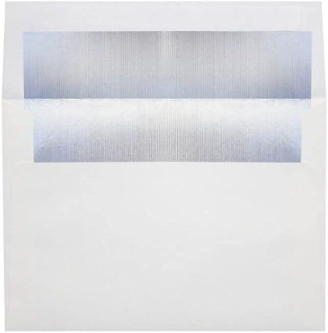 LUXPaper A8 Foil Lined Invitation Envelopes | Peel & Press | 5 1/2" x 8 1/8" | White w/Silver LUX Lining | 60lb. Text | 50 Qty