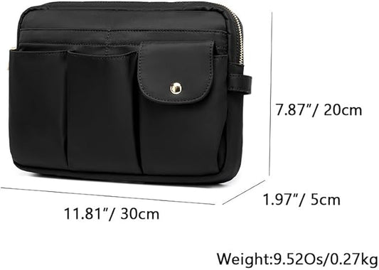 Storage Bag Cosmetic Bag for Women, Travel Makeup Bag Zip Up Bag Cute Makeup Bag Perfect Storage for Cosmetics, Black/Nylon