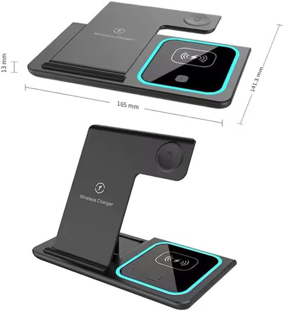 Multiple Devices Charging Station, Wireless Charger 3 in 1 Magnetic Wireless Charging Stand for iPhone 16/15/14/13/12/11/X, Samsung, and Many More with USB Cable, Apple Watch Series (Black)