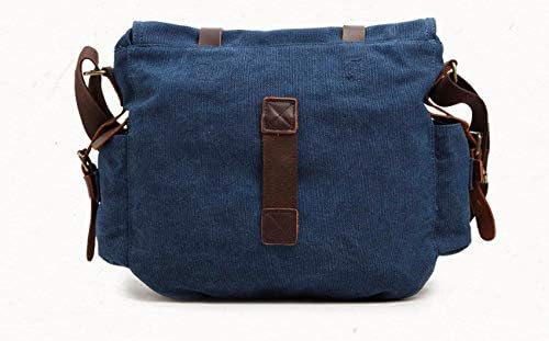 Sechunk Vintage Military Leather Canvas Laptop Bag Messenger Bags Medium