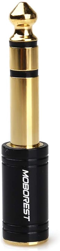 MOBOREST 1/4'' (6.35mm) Male TRS Plug to 1/8'' (3.5mm) Female Socket Stereo Audio Jack Pure Copper Adapter for Headphone, Amp, Adapte - Black 1PCS