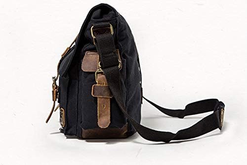 Sechunk Vintage Military Leather Canvas Laptop Bag Messenger Bags Medium