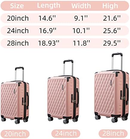 Melalenia Luggage 10 Piece Sets Clearance,Large Suitcase Set Spinner Wheels with TSA Locks,Hard Shell Pink Luggage Sets for Women Travel Suitcase (10Pcs Pink)