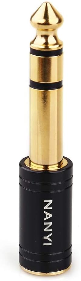 NANYI 1/4'' Male to 1/8'' Female Stereo Headphone Adapter Connect Cable, Upgrade 6.35mm Jack Stereo Socket Male to 3.5mm Jack Stereo Plug Female for Headphone, Amp Adapte, Black 1-Pack