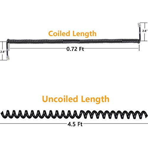 Uvital Telephone Phone Handset Cable Cord, Coiled Length 0.72 to 4.5 Feet Uncoiled Landline Phone Handset Cable Cord RJ9/RJ10/RJ22 4P4C(Black) (4.5ft)
