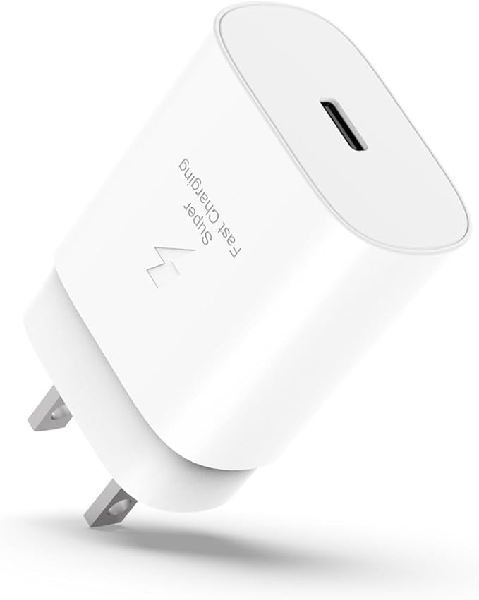 USB C Charger Block, 25W USBC Fast Charging Adapter Power Cube Wall Charger Plug for Samsung Galaxy S25/S24 Ultra/S23/S22/S21/S20/Z Fold 3/4/5/Note20, iPhone 16/15 Pro Max (White, 1 Pack)