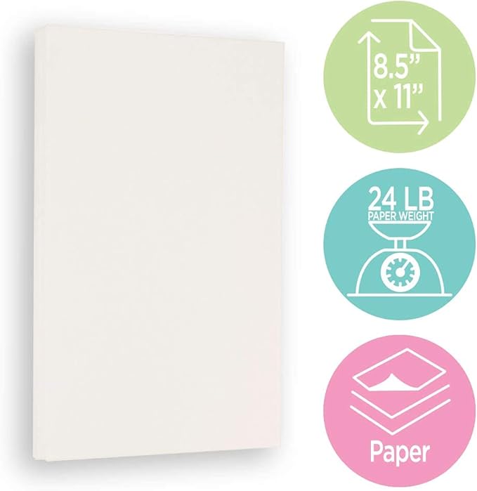 JAM PAPER Parchment 24lb Paper - 90 gsm - 8.5 x 11 - White Recycled - 50 Sheets/Pack