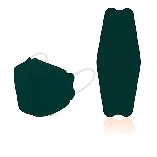 akgk KN95 Face Masks 50 Pack, 5-Ply Disposable Dark Green Face Mask Against PM 2.5 Smoke and Dust