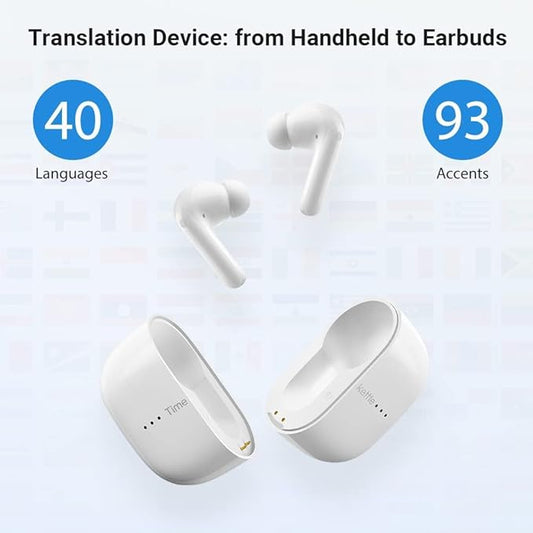 Timekettle M3 Language Translator Earbuds, Two-Way Translator Device with APP for 40 Languages Online, Voice Translator for Exploring Expat Life Freely, Compatible with iOS, Android (Online Version)