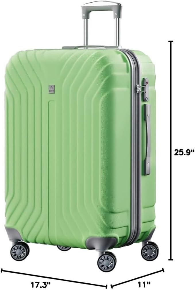 AnyZip Expandable Luggage, 24 Inch Hard Shell Checked Suitcase, Rolling Lightweight Travel Suitcases with Wheels TSA Lock (LightGreen)