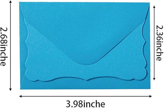 100 Pack Mini Envelopes with Note Cards in 5 Colors for Wedding, Birthday, Baby Showers, 4 x 2.7 Inches (Blue)