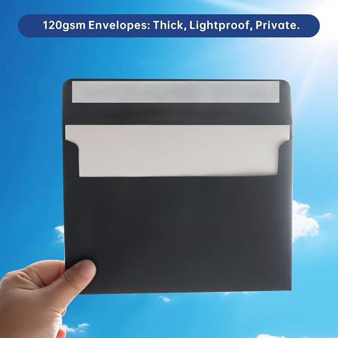 Keketer A4 Black 4x6 Envelopes 70 Pack Self - Seal, for 4x6 Cards, Weddings, Invitations, Baby Shower 4.25 x 6.25 Inches