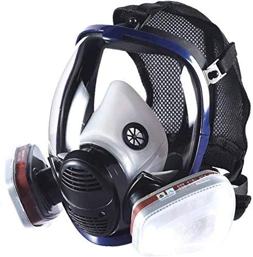 17 in 1 Full Face Large Size Respirator,Reusable Full Face Respirator Widely Used in Organic Gas,Paint Sprayer, Chemical,Woodworking,Dust Protector, Medium