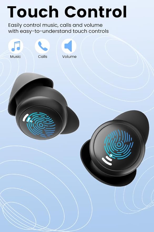 Sleep Earbuds for Side Sleepers Wireless Bluetooth Headphones Mini Invisible Earplugs Small Design Comfortable in-Ear Ear Buds Noise Blocking for Sleeping Working Hiking-Black