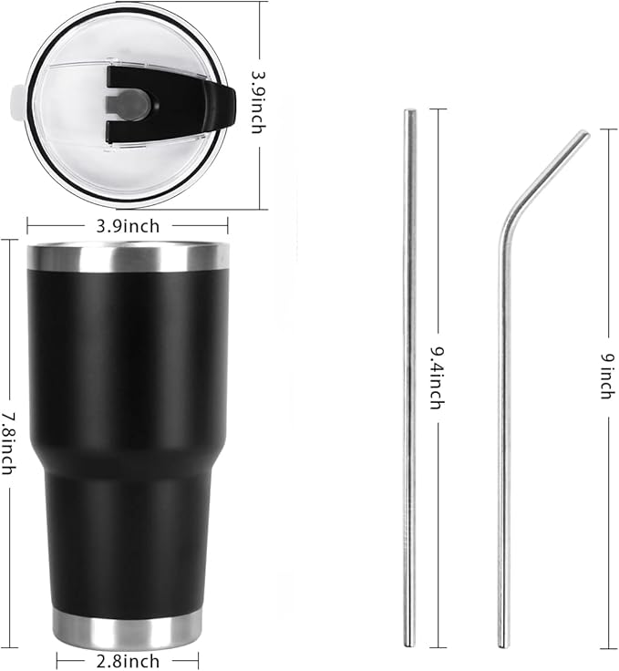 SYACOT 30oz Tumbler Double Wall Stainless Steel Vacuum Insulated Travel Mug with Splash-Proof Lid Metal Straw and Brush