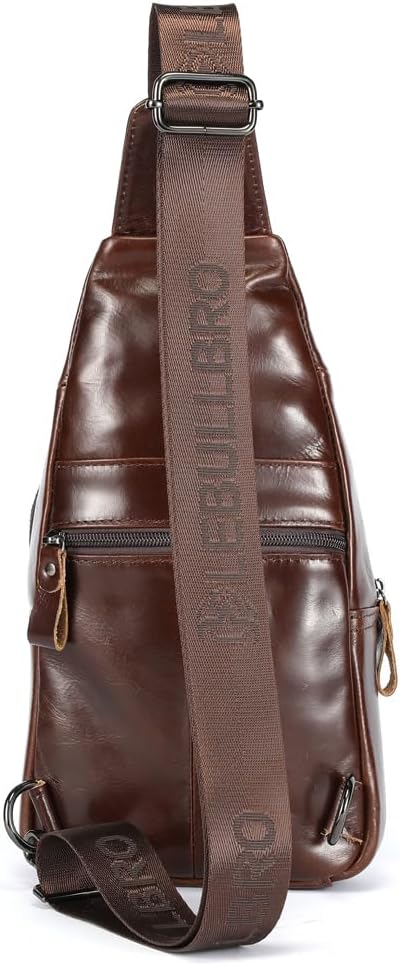 Sling Bag for Men Genuine Leather Chest Bag Crossbody Backpack Travel Hiking Outdoor Sports
