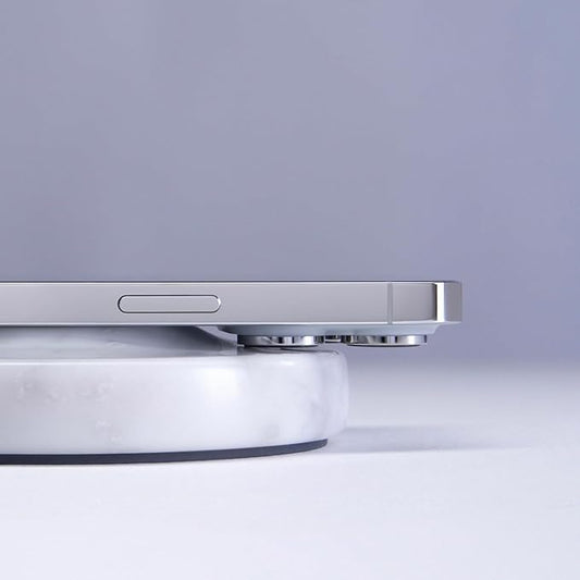 EINOVA Classic Stone – Marble Wireless Charger Designed in Italy, Wireless Charging Pad, Integrated 6 ft USB-C Cable, Smartphones, Wireless Earbuds, Smartwatches – White Carrara Marble
