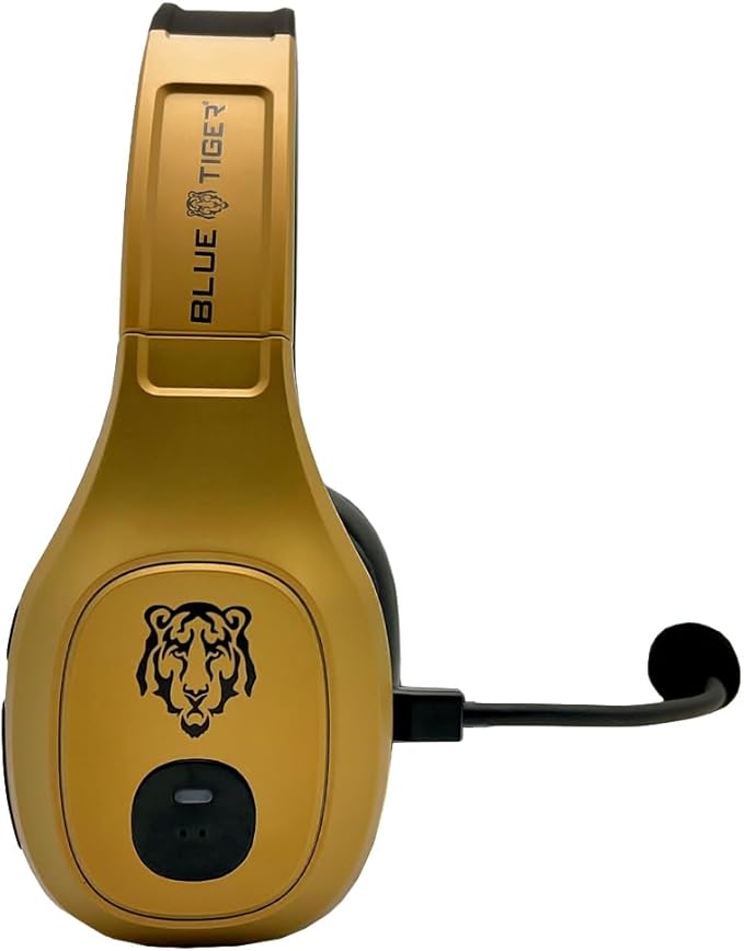 Blue Tiger Storm Gold - Premium Trucker Bluetooth Headset-Wireless Noise Canceling Mono Headset with Mic -High-Fidelity Sound, 30-Hour Talk Time, USB-C Charging - for Truck Drivers, Bluetooth 5.0