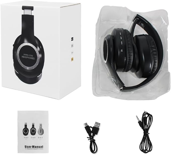 JUNAN Bluetooth Headphones Over-Ear,Foldable,Wireless and Wired Headset,Deep Bass,HiFi Stereo Audio,Low Latency Headphone,Built-in Microphone,SD/TF,FM Radio for Cellphone,PC,TV,etc.