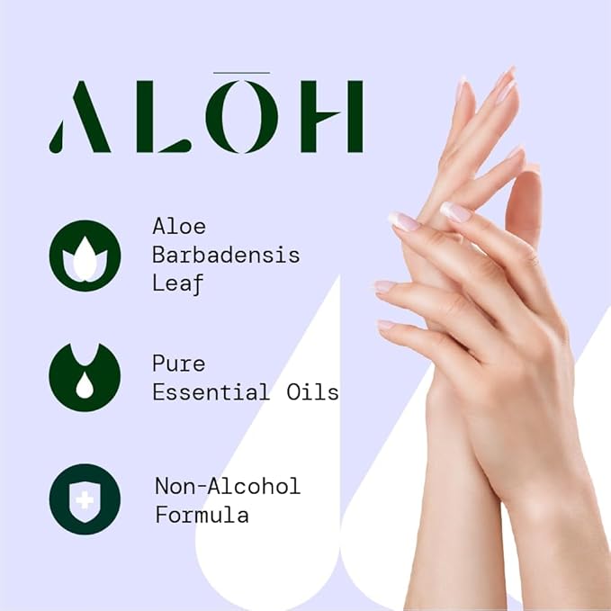 ALŌH Skin - Softening Sanitizing Hand Wipes – Lavender Rosewood + Aloe - 1 Box of 500ct Individually Wrapped Wipes
