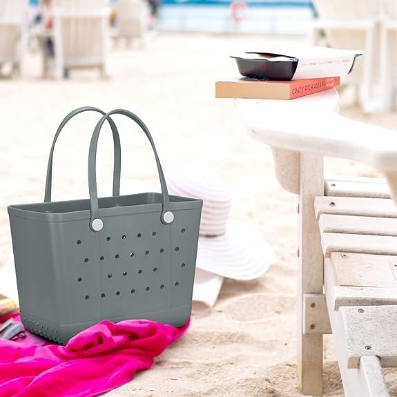 Beach Tote Bag for Women, Rubber Beach Bag Waterproof Sandproof, Extra Large EVA Tote Bag Boat Bag