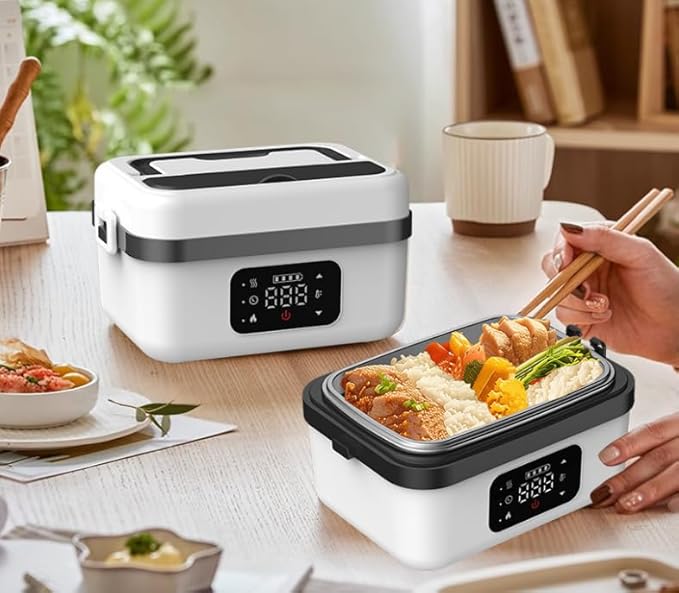 lunch box for Adults, Rechargeable Self-Heating lunch box,lunch warmer portable for work,battery powered heater for camping,1L crockpot lunch warmer,Meal Prep Friendly,bento box set