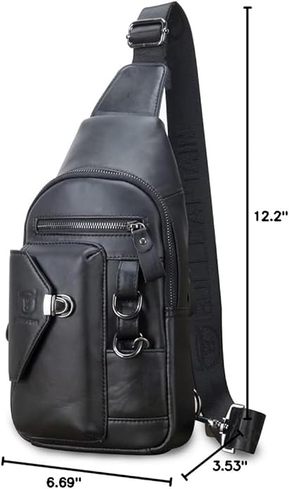 KPYWZER Vintage Leather Sling Bag Backpack for Men Crossbody Shoulder Chest Day Pack Backpacks