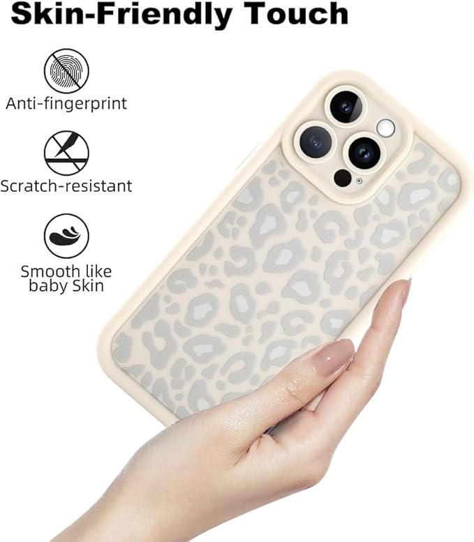 KANGHAR Case for iPhone 14 Pro Max Leopard Printed Pattern Cute Cheetah Phone Case Soft TPU Shockproof Protective Cover for iPhone 14 Pro Max 6.7 Inch Beige with Gray Prints