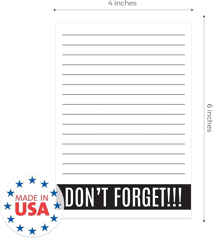 Daddy Duties Sticky Note Pads / 4" x 6" Repositionable Masculine Sticky Notes for Dad / 50 Sheets Per Pad Set of 5 / Made in USA