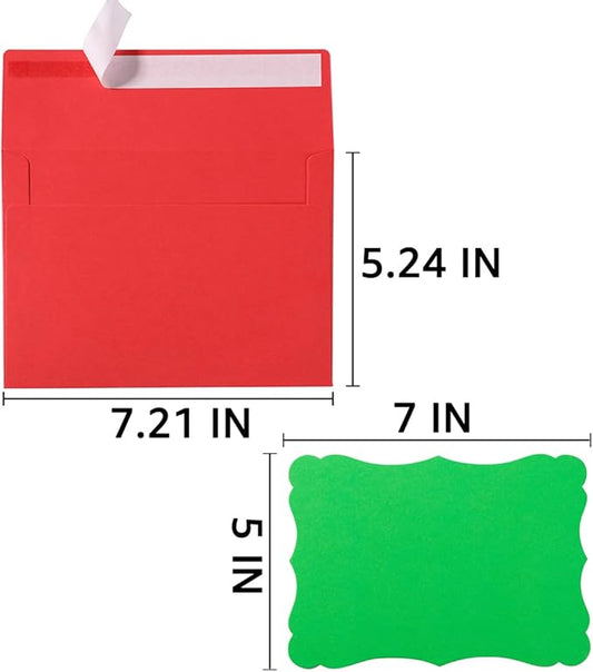 100 Pack A7 Envelopes with Colorful Blank 5 x 7 Cards Self-Adhesive Business Envelopes Invitations Cards Envelopes (Multicolored, A7)