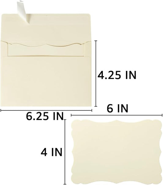 100 Pack Cream Color 4x6 Envelopes with Blank 4 x 6 Cards Self-Adhesive Business Envelopes Invitations Cards Envelopes (Cream, A4)