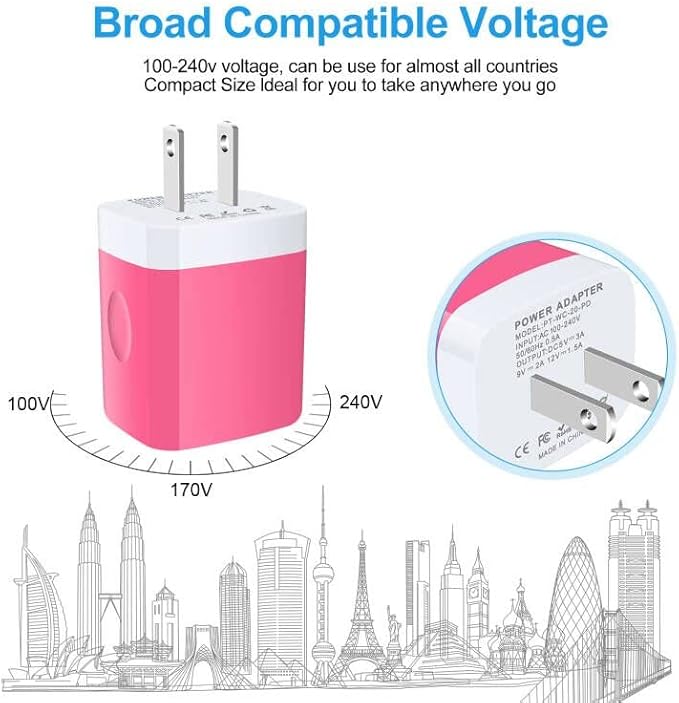 USB C Power Adapter Fast Wall Charger Compatible iPhone 15 iPad Pro 2021/2020/2018 11"/12.9", iPad mini 6, iPad Air 4, Samsung Galaxy A03s,A53,A73,S22,A52,20W PD Charger Block 6FT Type C to C Cable