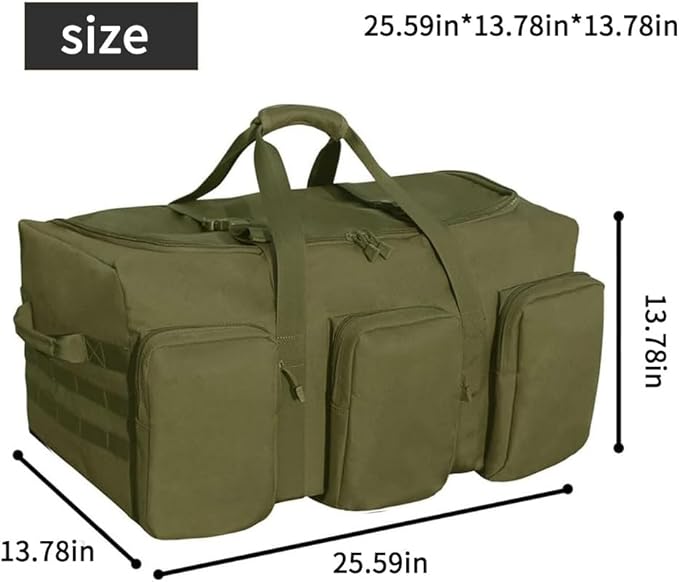 Large Military Travel Duffle Bag Tactical Camping Storage Utility Tote Bag Camping Kitchen Organizer with Deployment Cargo Bag Travel Sports Equipment (Army Green, Large 25.59"x13.78"x13.78")