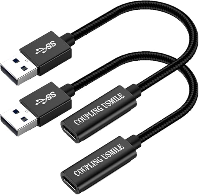 USB to USB C Adapter, Transfer up to 10Gbps,USB to Type C Charger Cable Adapter,Compatible with MacBook/iMac/iPad/iPhone 15 Series, Galaxy Note S24 Series(2pcs Black)