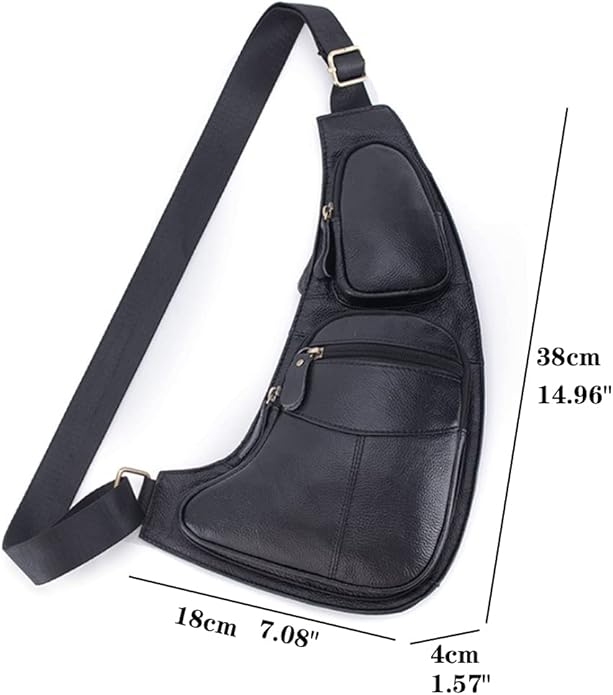 KPYWZER Vintage Leather Sling Bag Backpack for Men Crossbody Shoulder Chest DayPack Backpacks