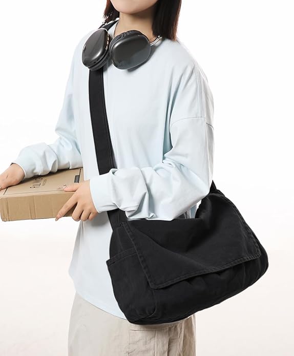 Collsants Messenger Bag for Women Men Satchel Bag Canvas Crossbody Shoulder Bag Casual Sling Bag