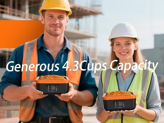 Cordless Electric Lunch Box for Adults, 16000mAh Self-Heating Food Warmer with Power Bank & Smart Timer, 60W Fast Heating,Leak-Proof Heated Lunch Box