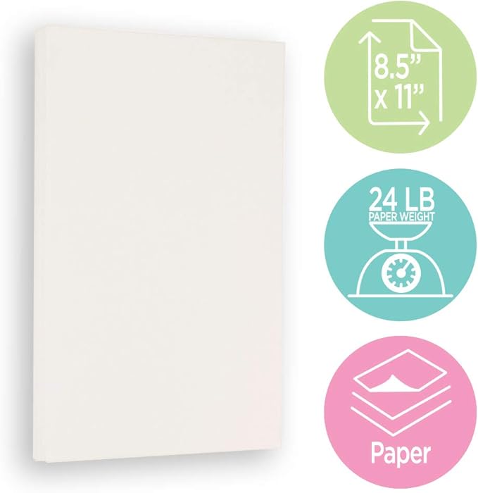 JAM PAPER Parchment 24lb Paper - 90 gsm - 8.5 x 11 - White Recycled - 100 Sheets/Pack