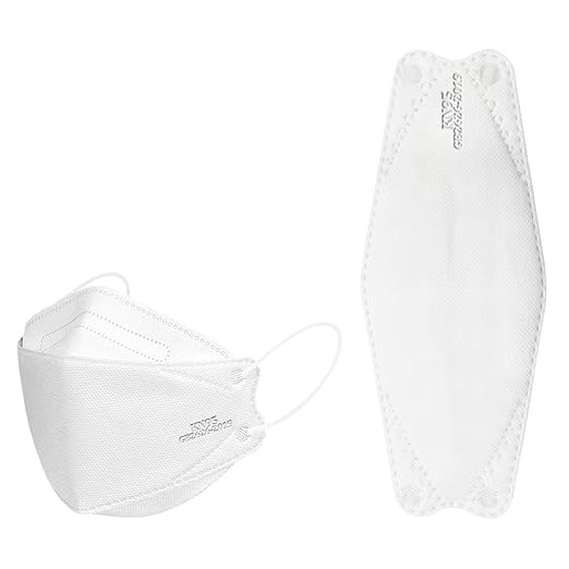 akgk KN95 Face Masks 50 Pack, 5-Ply Disposable White Face Mask Against PM 2.5 Smoke & Dust, Filtration Efficiency 95%