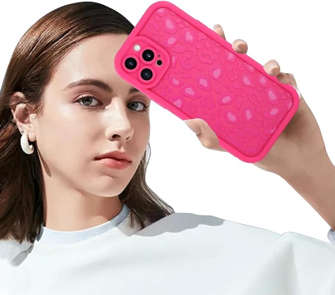 KANGHAR Case for iPhone 12 Pro Leopard Printed Pattern Cute Cheetah Phone Case Soft TPU Shockproof Protective Cover for iPhone 12 Pro 6.1 Inch Hot Pink