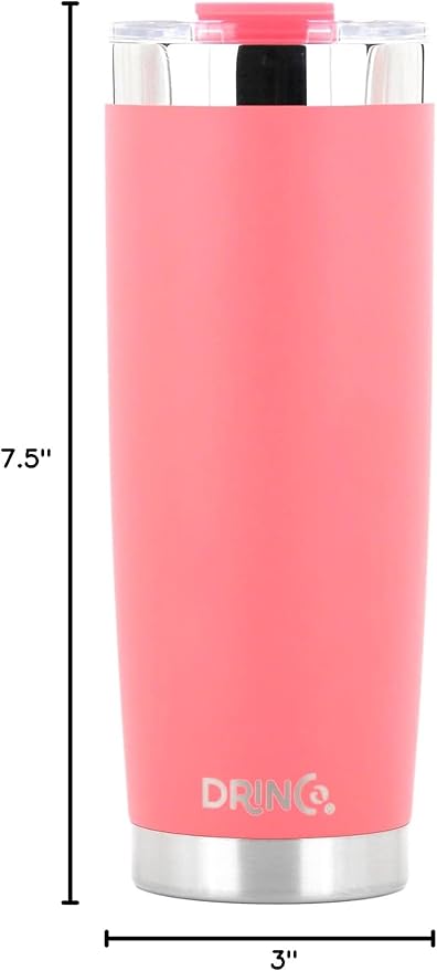 Drinco - 20 oz Stainless Steel Tumbler | Double Walled Vacuum Insulated Mug With Lid, 2 Straws, For Hot & Cold Drinks (20oz Coral Paradise, 20oz)