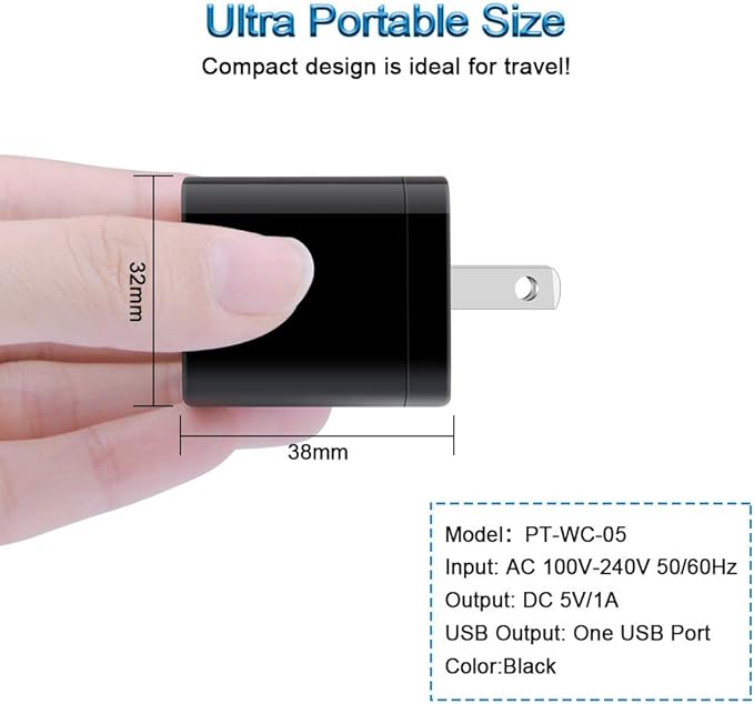 Wall Charger Cube,1A/5V Single Port USB Plug 3 Pack Travel Black Charging Block Box Adapter Compatible Phone,Samsung Galaxy S24 S23 A21 A51 A71 S20 S10 S9 S8,A10e,Note20/10,Moto G7 G6,LG Stylo 6/5/4
