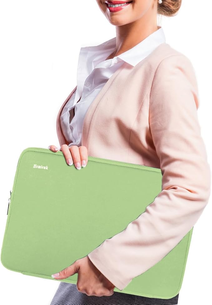 Laptop Sleeve Case 15.6 Inch, Durable Shockproof Protective Cover Flip Case Briefcase Carrying Bag Compatible with 15.6" HP, ASUS, Lenovo, Acer, Notebook, Computer, Light Green