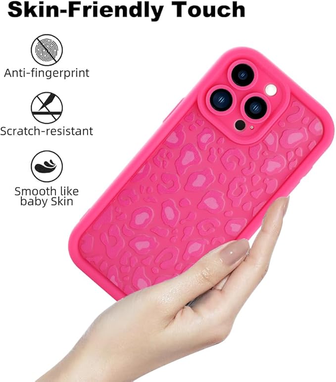 KANGHAR Case for iPhone 13 Pro Leopard Printed Pattern Cute Cheetah Phone Case Soft TPU Shockproof Protective Cover for iPhone 13 Pro 6.1 Inch Hot Pink
