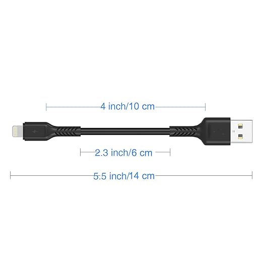 ULIFTUS 4 inch iPhone Charging Cable Short USB to Lightning Cable Small iPhone Charger Cord 5 Pack -Black