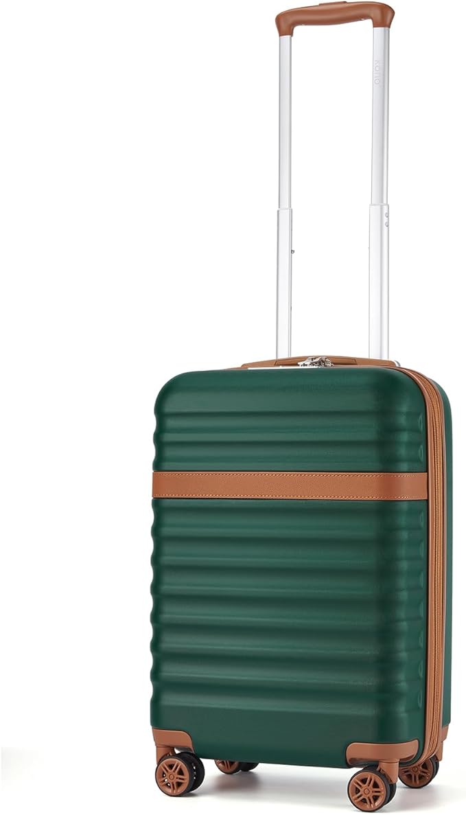 Kono Airline Approved Carry On Luggage 22x14x9 inches, with TSA Lock, 20 Inch Expandable Lightweight Hardshell Suitcase (Green, Suitable for 1-3 Days of Travel)
