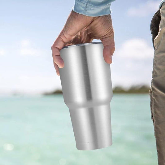 DOMICARE 30oz Tumbler Bulk with Lid and Straw, Double Wall Travel Coffee Mug, Insulated Vacuum Stainless Steel Tumblers, Powder Coated Tumbler Cup (Stainless Steel, 8)